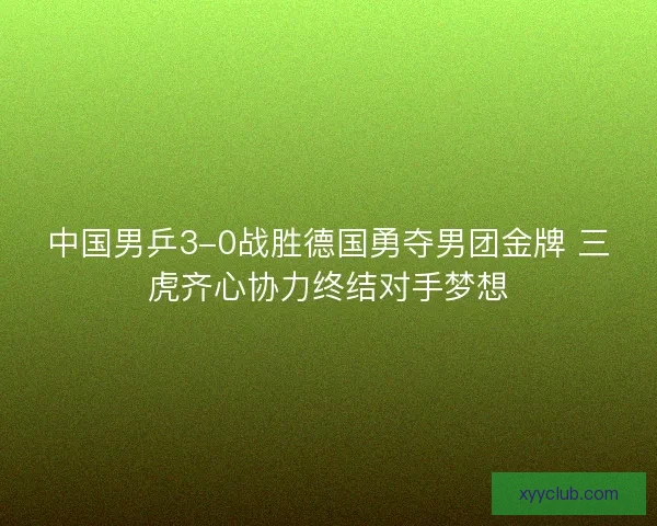 中国男乒3-0战胜德国勇夺男团金牌 三虎齐心协力终结对手梦想